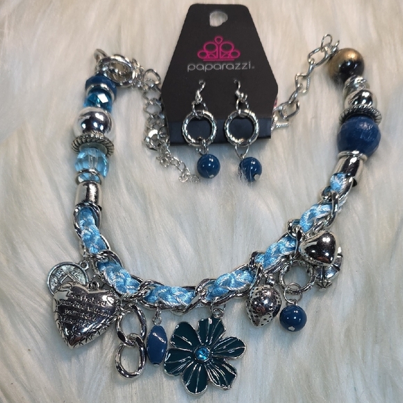 Paparazzi Blue and Silver Charm Necklace (Heart Lucas:10:27) - Picture 12 of 13